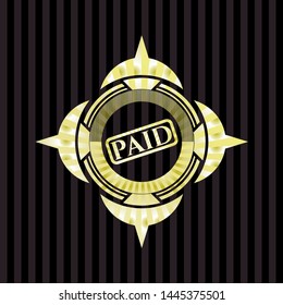 paid icon inside gold shiny emblem
