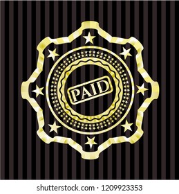 paid icon inside golden badge or emblem