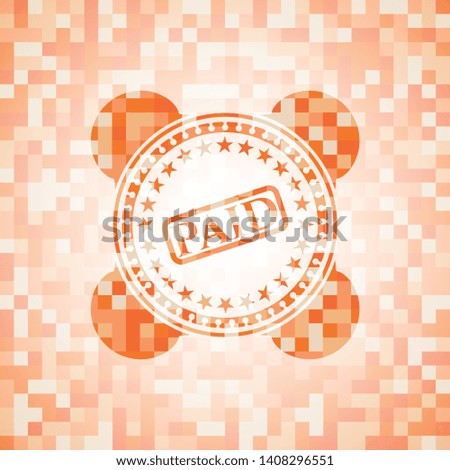 paid icon inside orange mosaic emblem