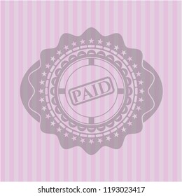 paid icon inside pink emblem. Retro