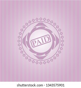 paid icon inside pink emblem. Vintage.