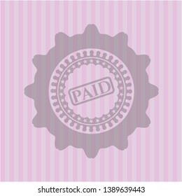 paid icon inside pink emblem. Vintage.