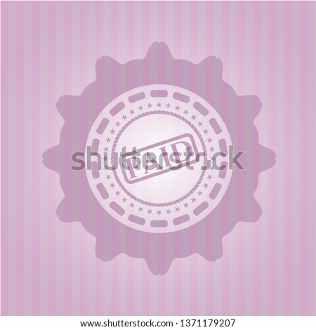paid icon inside pink emblem. Vintage.