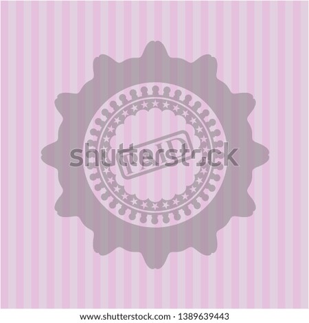 paid icon inside pink emblem. Vintage.