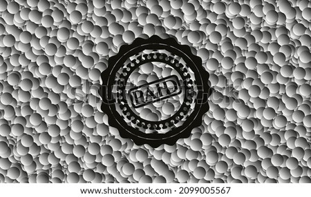 paid icon inside realistic dark emblem with bubbles background. Vector Illustration. Detailed. 