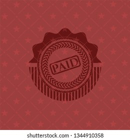 paid icon inside realistic red emblem