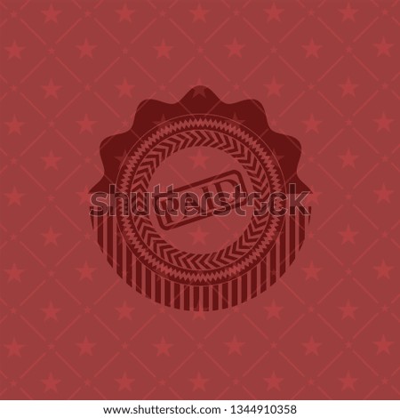 paid icon inside realistic red emblem