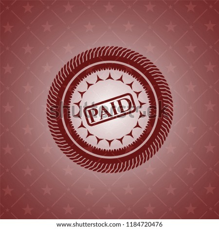 paid icon inside red emblem. Retro