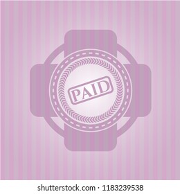 paid icon inside retro pink emblem
