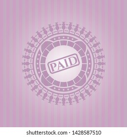 paid icon inside retro style pink emblem