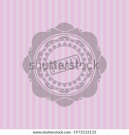 paid icon inside retro style pink emblem. Flat design. 