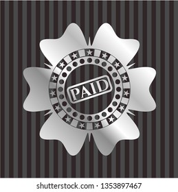 paid icon inside silver shiny badge