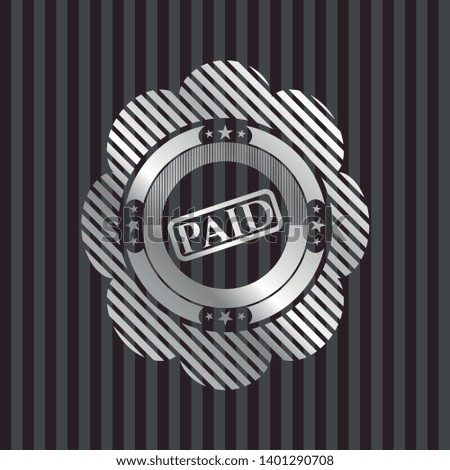 paid icon inside silvery emblem or badge