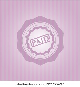 paid icon inside vintage pink emblem