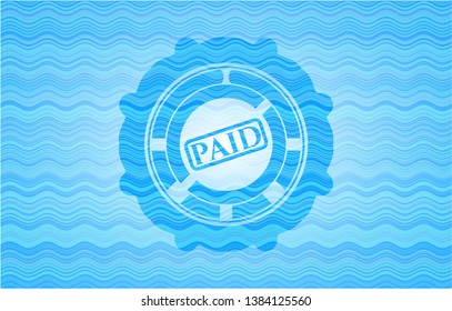 paid icon inside water concept badge background.