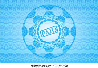 paid icon inside water wave representation badge.