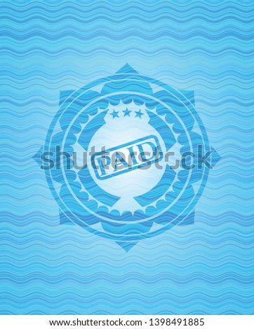 paid icon inside water wavec oncept emblem.
