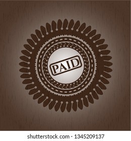 paid icon inside wood emblem. Vintage.