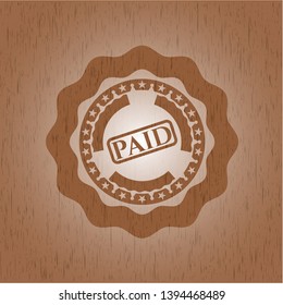 paid icon inside wood emblem. Retro