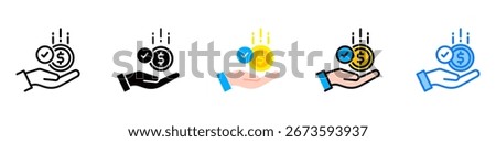 Paid Icon Multiple Style Vector Illustration