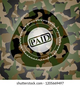 paid icon on camo pattern
