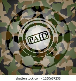 paid icon on camo pattern