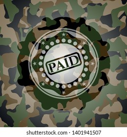 paid icon on camo pattern
