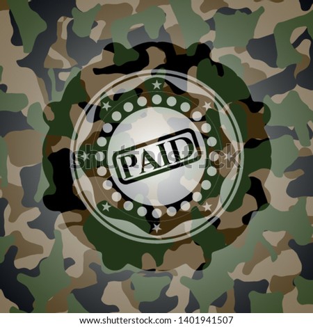paid icon on camo pattern
