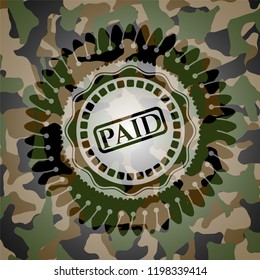 paid icon on camo texture