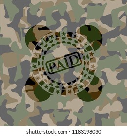 paid icon on camouflage texture