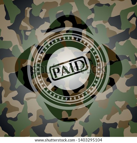paid icon on camouflaged texture