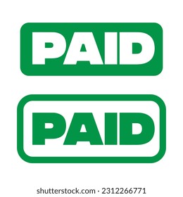 Paid icon vector in green color. bill or invoice Paid stamp.