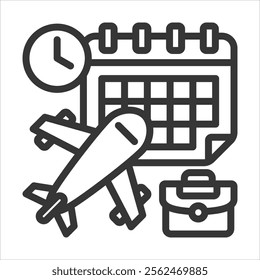 Paid Leave Outline Icon Vector Illustration