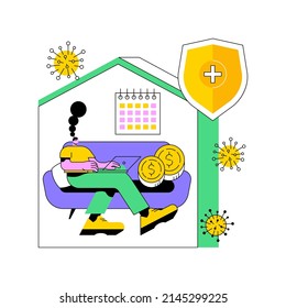 Paid leave for quarantined workers abstract concept vector illustration. Paid time off for illness, sick leave, governmental protection, social distance, financial support abstract metaphor.