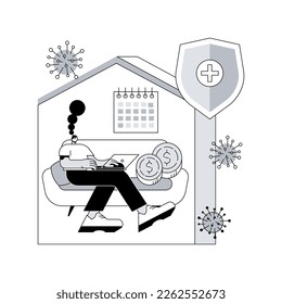 Paid leave for quarantined workers abstract concept vector illustration. Paid time off for illness, sick leave, governmental protection, social distance, financial support abstract metaphor.