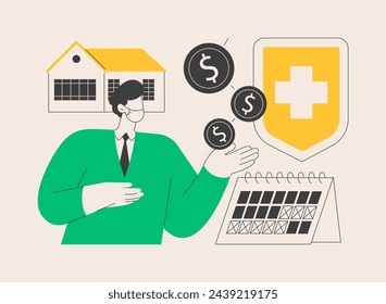 Paid leave for quarantined workers abstract concept vector illustration. Paid time off for illness, sick leave, governmental protection, social distance, financial support abstract metaphor.