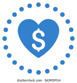 Paid Love vector icon. Style is flat circled symbol, cobalt color, rounded angles, white background.