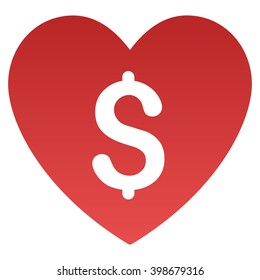 Paid Love vector toolbar icon for software design. Style is a gradient icon symbol on a white background.