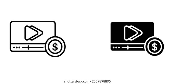 Paid media Icon set in black color for ui designs