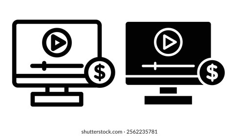 Paid media Icons pack in outlined and flat versions