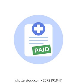 paid medical bill icon in flat style