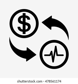 Paid medicine concept. Price of health. Flat design style