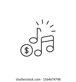 paid music - minimal line web icon. simple vector illustration. concept for infographic, website or app.