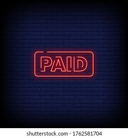 Paid Neon Signs Style Text vector