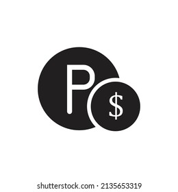 Diseño de iconos de estacionamiento pagados. ilustración vectorial