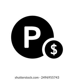 paid parking icon. vector isolated on white background, simple and modern design.