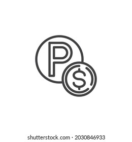 Paid parking line icon. linear style sign for mobile concept and web design. Parking payment outline vector icon. Symbol, logo illustration. Vector graphics
