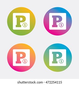 Paid parking sign icon. Car parking symbol. Gradient flat buttons with icon. Modern design. Vector