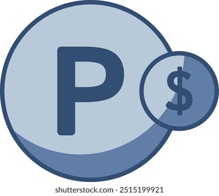 paid parking vector icon, transparent background. replaceable blue color design