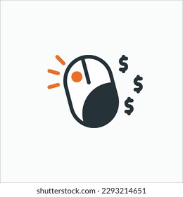  paid per click icon, isolated dark and orange icon in light background, perfect for website, blog, logo, graphic design, social media, UI, mobile app